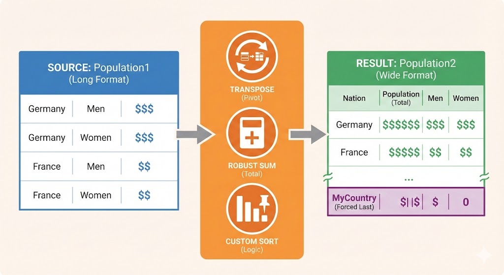 Transformation de données SAS : Passer du format "Long" au format "Large" et tris personnalisés - 