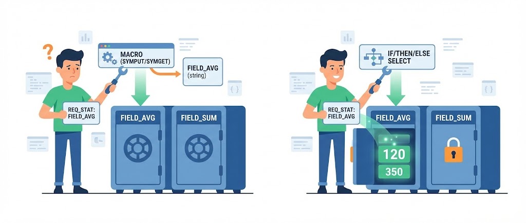 Comment récupérer la valeur d'une variable dont le nom est stocké dans une autre colonne ?