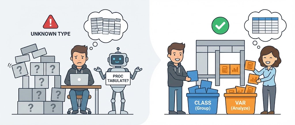 Comprendre et résoudre l'erreur "Type of name is unknown" dans PROC TABULATE