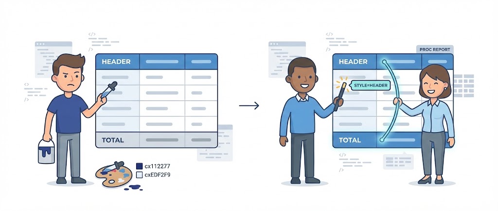 Harmoniser le style des lignes de totaux avec les en-têtes dans PROC REPORT