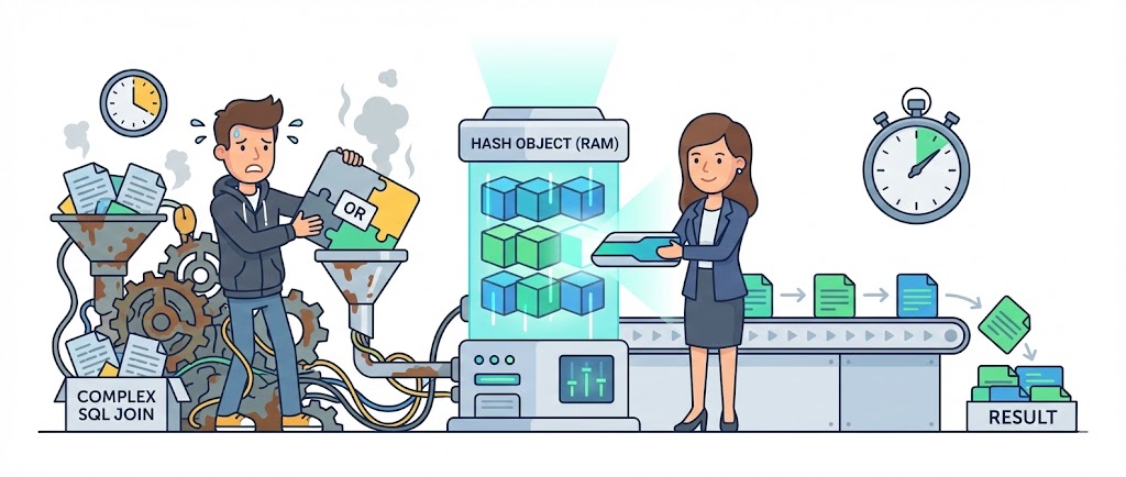 When "Hash Objects" Save a Complex SQL Join