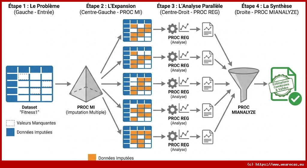 Analyse de régression sur données imputées avec PROC MIANALYZE
