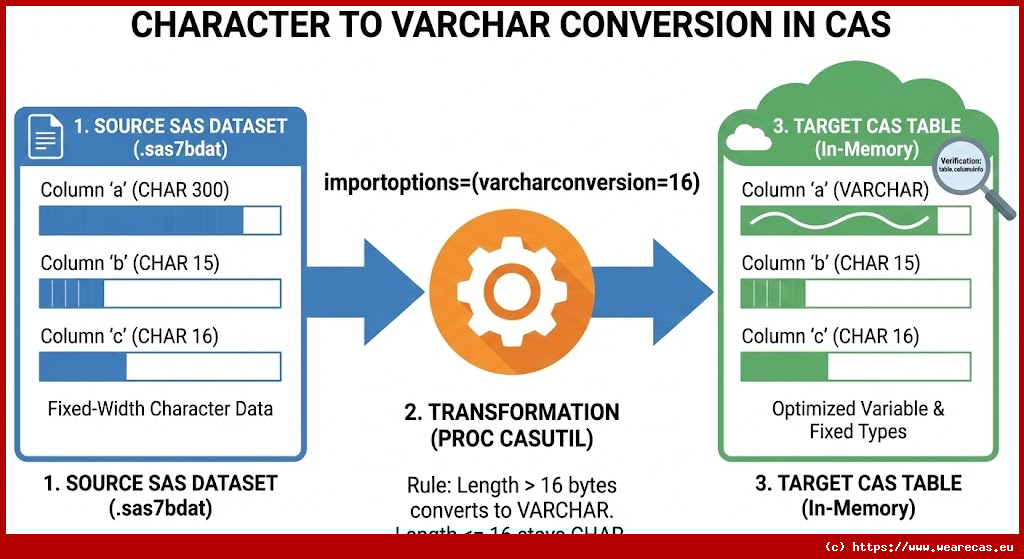Conversion de CHARACTER en VARCHAR dans CAS