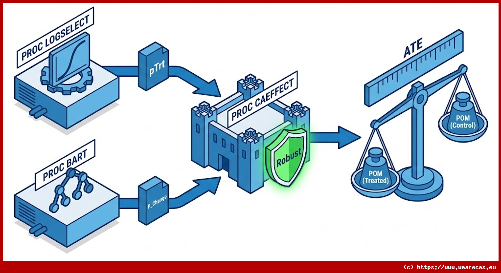 Estimation des effets causaux par méthodes doublement robustes avec PROC CAEFFECT