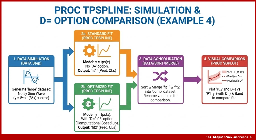 Exemple 4 pour PROC TPSPLINE : Simulation et option D=