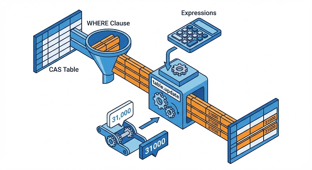 Mettre à jour des lignes dans une table CAS