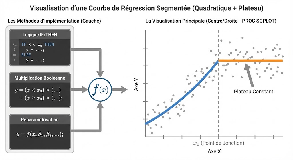Modèle segmenté quadratique avec plateau (PROC NLIN)